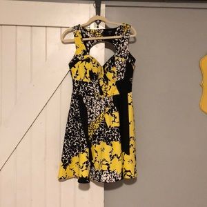 Black, white and yellow floral dress